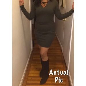 Olive Green Mid-Dress